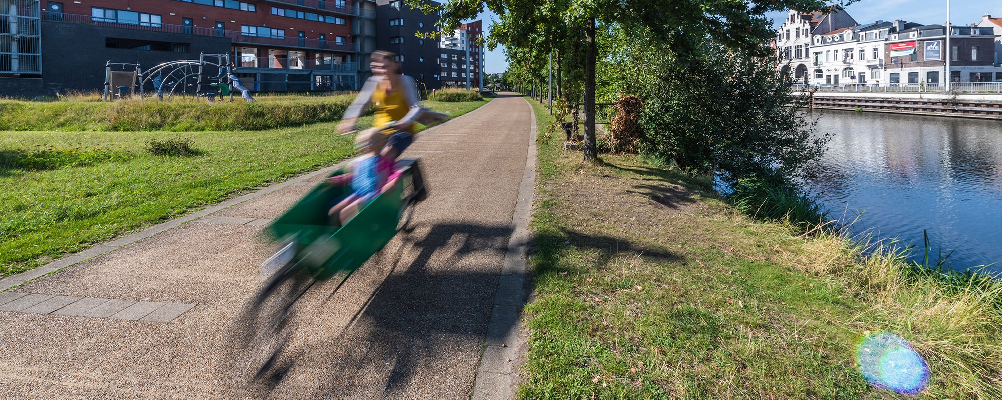 wijkmobiliteitsplan oud-gentbrugge banner man met bakfiets en kind