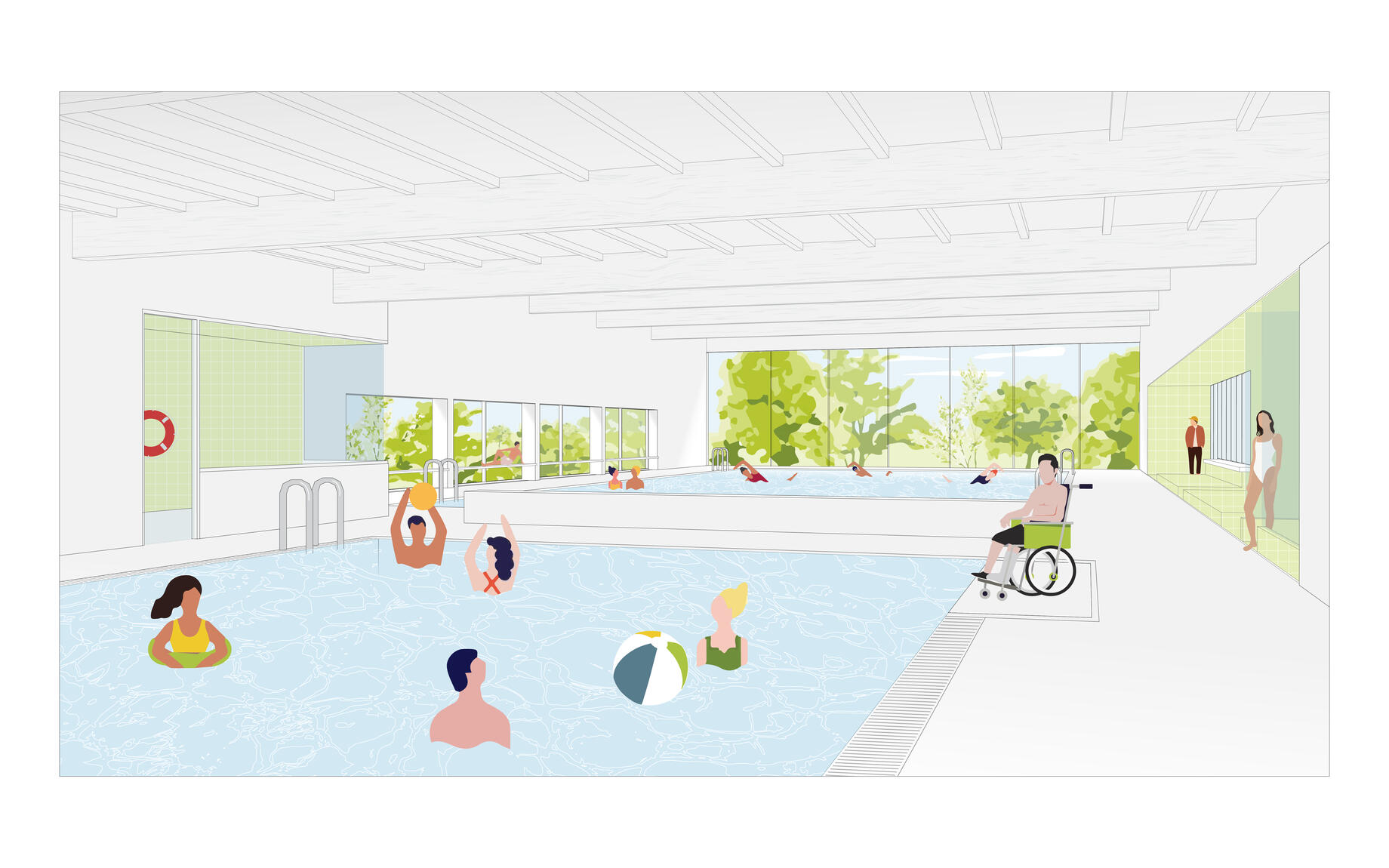 Een impressie van de toekomstige zwembaden in Wondelgem