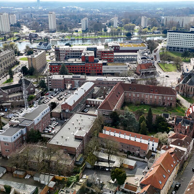 luchtbeeld politecentrum Antoniustristlaan