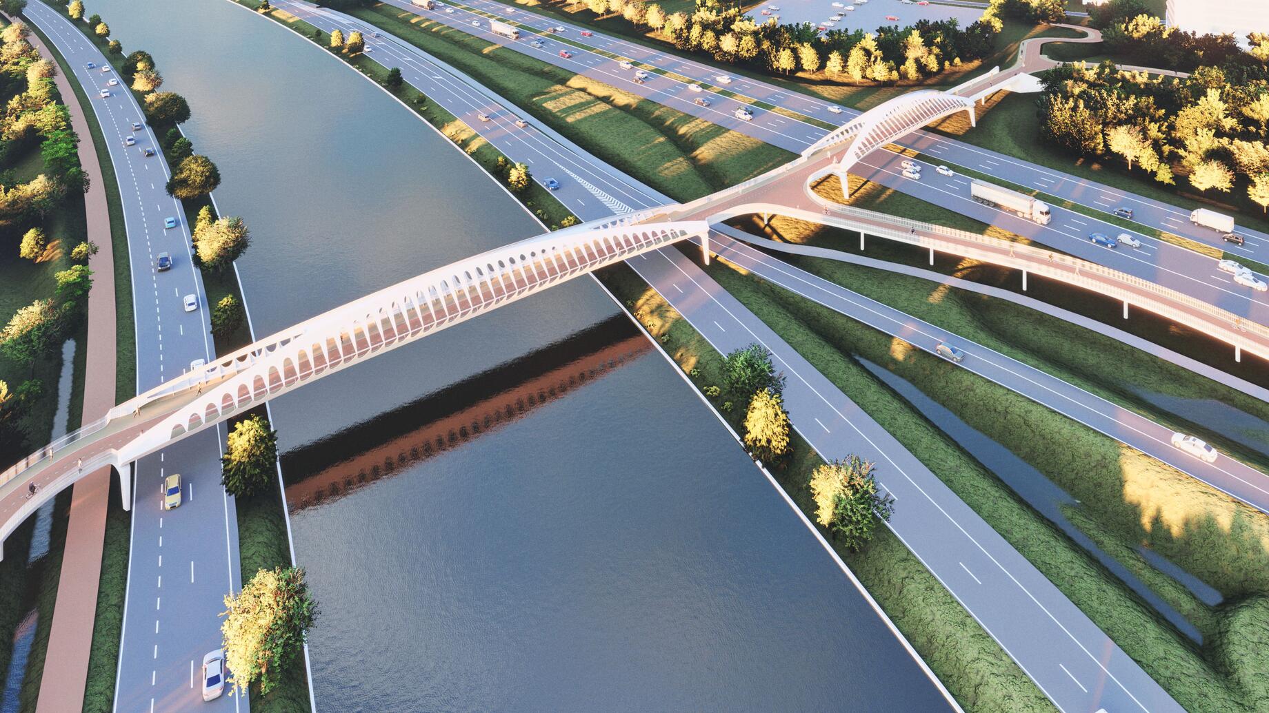 Ontwerp fietsbrug naar Campus Ardoyen