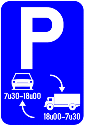 vrachtwagenparkeren met afwisselend autoparkeren